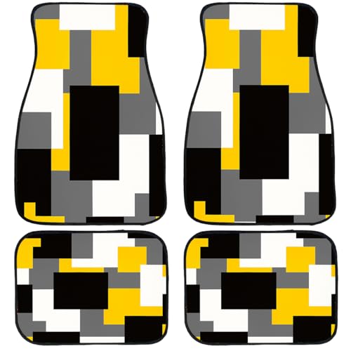 Orange Black Car Floor Mats Geometric Abstract Retro Pixel Carpet Front Rear Carpets Mat Decorative Car Floor Carpets Non-Slip Auto Car Accessories Universal Fit Car Accessories for Truck - color: Orange Black