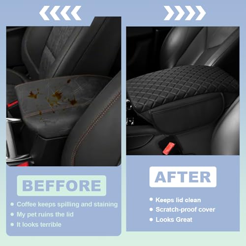 Center Console Cover for Ford Explorer 2020-2026 Leather Armrest Cover Middle Console Cover with 2 Side Pockets Arm Rest Pad Cushion for Explorer Accessories (2020-2026)