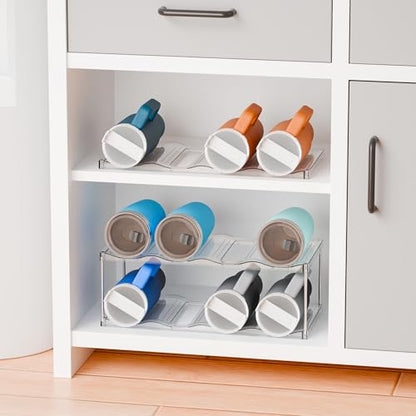 Yieach Stackable Water Bottle Organizer for Stanley,Yeti 40 oz and Others Tumbler Organizer,2 Tier Waterbottle Storage Rack,Clear Acrylic Cup Organizers for Kitchen Cabinets,Countertop,Pantry Shelf - size: 2 Tier Hold 8 Bottle