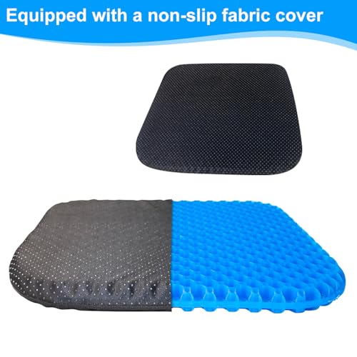 Large Gel Seat Cushion for Long Sitting with Non-Slip Cover - 18 x 17 Inches, Soft & Breathable, Gel Chair Cushion for Wheelchair, Car, Desk, Home, Hip Pain, Office Chair