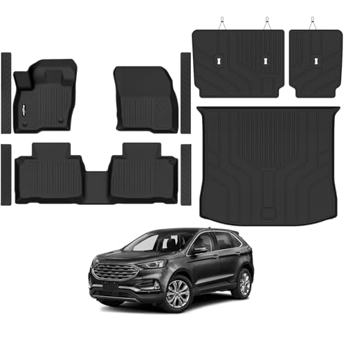 Floor Mats for Ford Edge 2015-2025 2026, Trunk Mat and Backrest Mats & Door Sill Guard All Weather TPE Protector for Ford Edge Accessories - size: 1)Edge|2015-2026