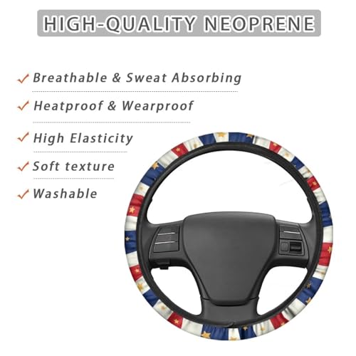 AFPANQZ Car Steering Wheel Covers 14-15" inch Universal Fit Most Car Sedans SUVs, American Stripe Star Print Breathable Steering Wheel Protector - color: American Stripe Star