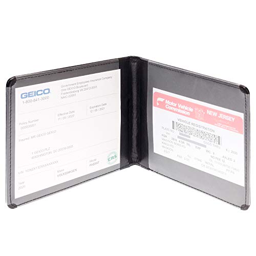CANOPUS Car Registration & Insurance Holder with Magnetic Closure, Vehicle Document Organizer, Auto Glove Box Wallet, Includes 2 EZ Pass Strip Sets – Car - color: Black, size: Car
