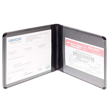 CANOPUS Car Registration & Insurance Holder with Magnetic Closure, Vehicle Document Organizer, Auto Glove Box Wallet, Includes 2 EZ Pass Strip Sets – Car - color: Black, size: Car