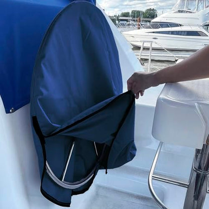 SavvyCraft Waterproof Boat Steering Wheel Covers, Heavy Duty Solution-Dyed 600D Fade-Resistant UV Protection Sailboat Yacht Marine Steering Wheel Protector Case, Vecro and Zipper Closure Navy 26"