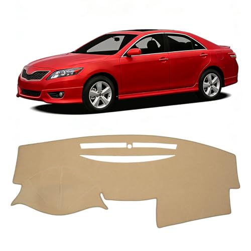 KUST Beige Dash Cover Compatible with Toyota Camry 2007-2011 Dashboard Cover Accessories for Camry Polyester Dashboard Mat Custom Fit Center Console Sunshield Protector No Glare - size: Camry 07-11(Beige)