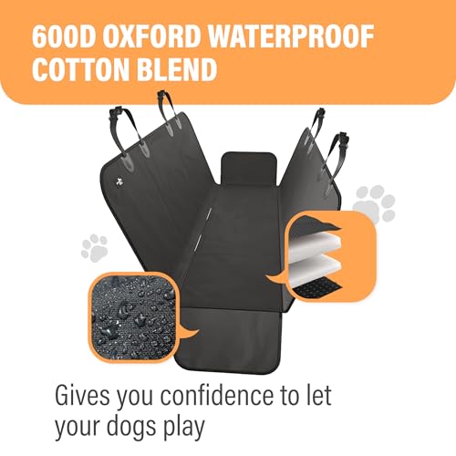 XL Waterproof Hammock Large Car Seat Cover, Fits SUVs Trucks Big Sedans, Secure Convertible Travel Bed Protects Backseat Cargo from Dog Puppy Pet Water Food Drool Urine, Black - color: Black, size: XL