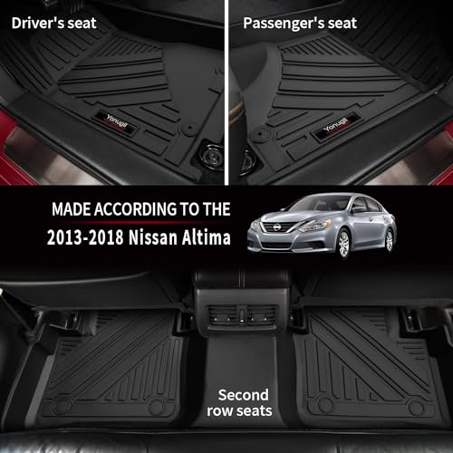 for 2013-2018 Nissan Altima Floor Mats & Trunk Cargo Liner Set All Weather TPE Rubber Mat Black (for 2013-2018 Nissan Altima) - color: 2013-2018 Nissan Altima