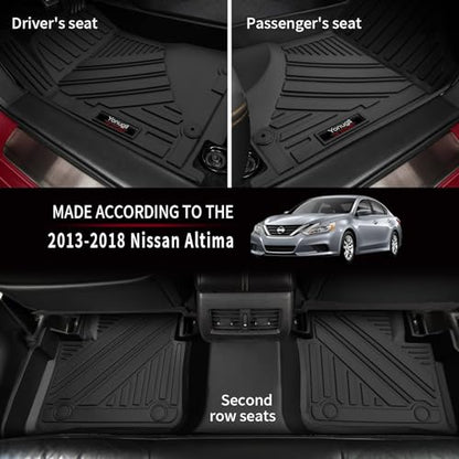 for 2013-2018 Nissan Altima Floor Mats & Trunk Cargo Liner Set All Weather TPE Rubber Mat Black (for 2013-2018 Nissan Altima) - color: 2013-2018 Nissan Altima