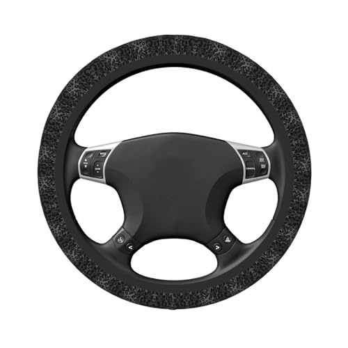 Black Leopard Print Steering Wheel Cover Cheetah Animal Print Car Accessories Universal-Fit, Easy to Install Steering Wheel Protector Wrap Covers for Cars, Truck, Van, SUV - color: Black Leopard