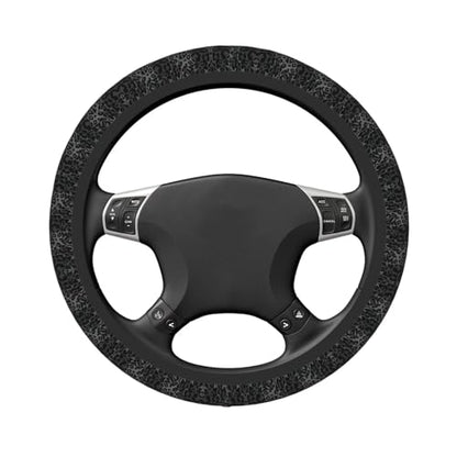 Black Leopard Print Steering Wheel Cover Cheetah Animal Print Car Accessories Universal-Fit, Easy to Install Steering Wheel Protector Wrap Covers for Cars, Truck, Van, SUV - color: Black Leopard
