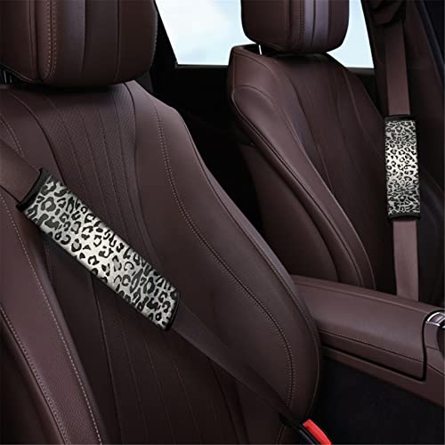 Dreaweet Grey Leopard Print Seat Belt Pads Cover for Adults Kids, Stylish Car Seatbelt Cover 2 pcs, Universal Soft and Safe - color: Leopard-2