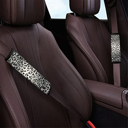 Dreaweet Grey Leopard Print Seat Belt Pads Cover for Adults Kids, Stylish Car Seatbelt Cover 2 pcs, Universal Soft and Safe - color: Leopard-2