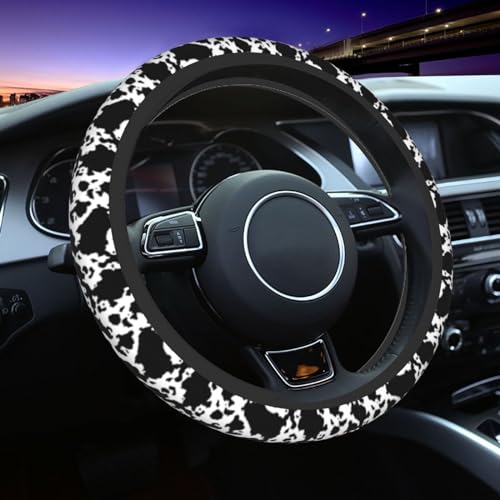 Cow Steering Wheel Covers Non Slip Neoprene Steering Wheel Protector Cover Universal 15 Inch for Men Women Car Truck - color: Cow Print