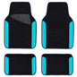 CAR PASS Waterproof Universal Fit Car Floor Mats, Faux Leather Car Carpet Mats, Car Mats with Anti-Slip Nibbs Backing & Driver Heel Pad Fit for SUV,Vans,sedans, Trucks,Set of 4pcs(Light Blue) - color: Black With Blue