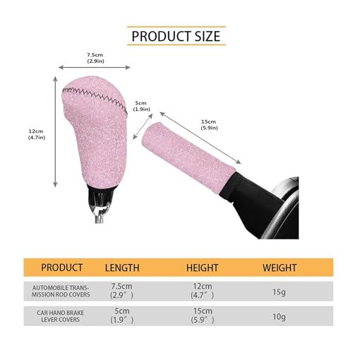 Bling Pink Print Car Gear Shift Knob Cover with Handbrake Cover, Universal Fit 2 Piece Vehicles Handbrake Cover Gear Shift Knob Cover Set for SUV Van Sedan Trucks - color: Pink Color