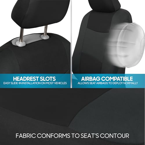 BDK PolyPro Car Seat Covers Full Set in Reverse Charcoal, Front and Rear Split Bench Seat Covers for Cars, Easy to Install Car Seats Cover Set and Accessories for Auto Trucks SUV - Reverse Charcoal - color: Reverse Charcoal