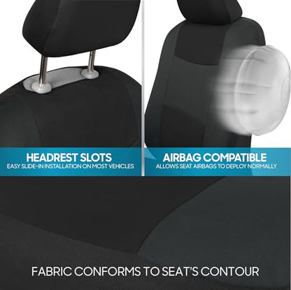 BDK PolyPro Car Seat Covers Full Set in Reverse Charcoal, Front and Rear Split Bench Seat Covers for Cars, Easy to Install Car Seats Cover Set and Accessories for Auto Trucks SUV - Reverse Charcoal - color: Reverse Charcoal