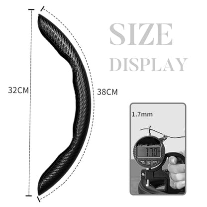Carbon Fiber Steering Wheel Cover 3pcs Anti-Slip Car Steering Wheel Accessories Snap on Grip 15 inch Universal Matte Black
