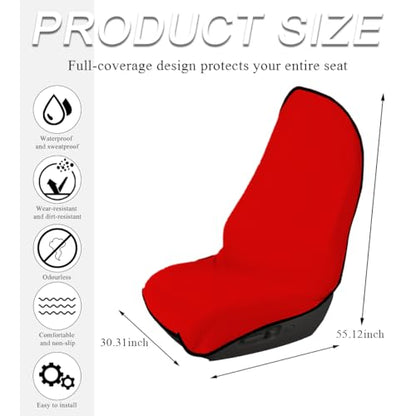 DXNQ Waterproof Car Towel Seat Cover, Sweating Non-Slip Premium Towel Carseat Cover Protector, Universal Soft Machine Washable Car Truck SUV Front Seat Cover for Gym Workout Beach Hiking (Red) - color: Red, 1pc, Front