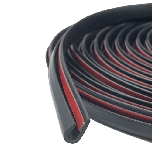 Car Door Edge Guards Self Adhesive Rubber U Channel Edge Trim Metal Edge Protection Guard for Most Car Doors, Hatches, Lockers, Panels (5Ft, Black) - color: Black, size: 5 Feet