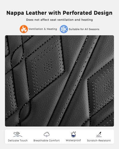 Huidasource Car Seat Covers Full Set, Leather Seat Cover Universal Fit for Most Cars Sedans SUVs Trucks, Airbag Compatible, Cup Holder Access, Easy Install, Wipes Clean, Wear-Resistant, Black - color: A-Black, size: 5pcs Full Set
