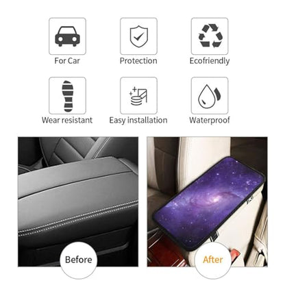Galaxy Auto Center Console Armrest Cover Pad, Universal Fit Waterproof Comfort Car Armrest Cushion for Most Vehicle SUV Truck - color: Purple Galaxy