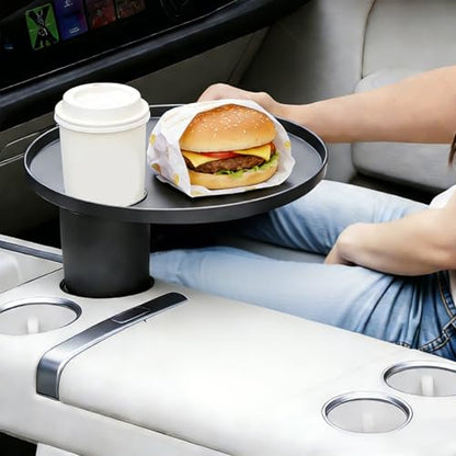 Car Tray 360° Rotating Cup Holder Table Organizer for Car Center Console Car Accessories Compatible with Most Vehicle - color: Black