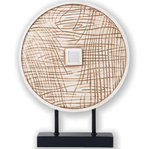 Round Sculpture Decorative Objects Shelf Decor Aesthetic Home Decor Items Accents for Living Room Console Table Decorations (White) - color: White