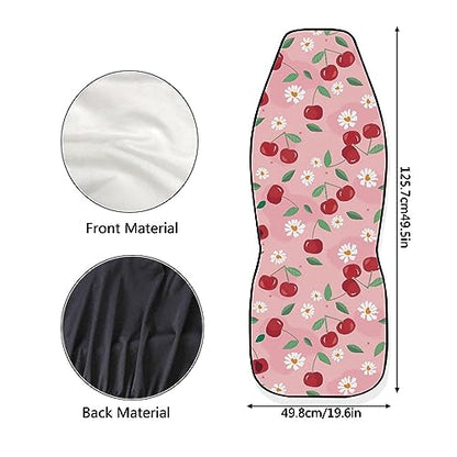 Pink Cherry Print Universal Fit Front Car Seat Cover for Women Girls Stain Resistant Car Seat Covers Bucket Seat Protector Prefect for Automotive, Van, Truck, SUV Cute Daisy Fruit Pattern - color: Cherry