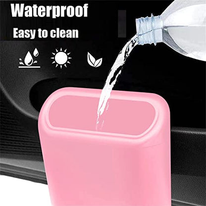 Car Trash Can, Mini Trunk Push Hanging Portable Car Bin with 2 roll Disposable Trash Bag for Vehicle Home, Office. (Car Trash can Pink) - size: Car Trash Can - Pink with 2 Trash Bags