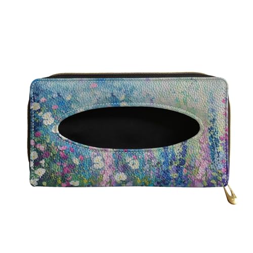 Blue Floral Sun Visor Tissues Box Cover for Car PU Leather Premium Car Tissue Box Holder Universal Napkin Holder - color: Blue Floral
