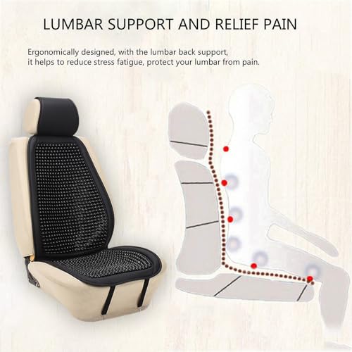 Blueshyhall Cooling Wooden Beaded Car Seat Cover Comfortable Massage Support Cushion for SUV Auto Office Home Seat Chair - Black 2 Pcs - color: Black