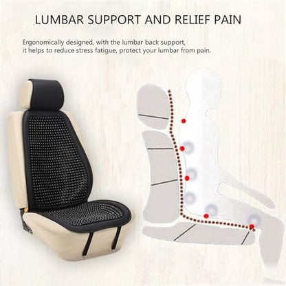 Blueshyhall Cooling Wooden Beaded Car Seat Cover Comfortable Massage Support Cushion for SUV Auto Office Home Seat Chair - Black 2 Pcs - color: Black