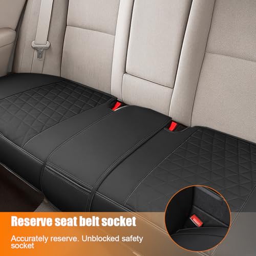 Leather Car Seat Cover, Vehicle Rear Bottom Seat Protector Pad, Full Surrounded Waterproof Auto Seat Protective Cushion with Storage Pocket, Universal Fit（Black） - color: Black