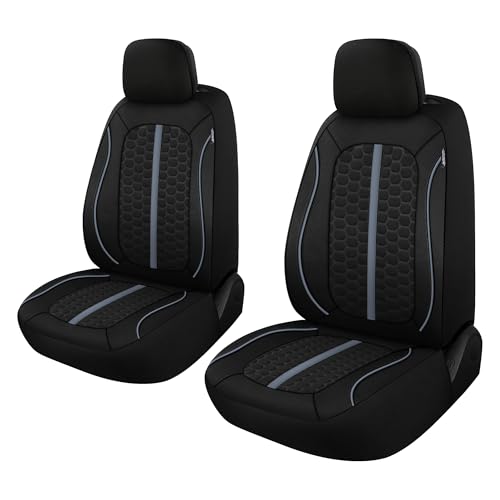 Breathable Premium Car Seat Covers Front Set，3D Air-Mesh Seat Covers for Cars，Comfortable Safety Airbag Compatible，Universal for Most Cars Sedan Truck SUV(Black/Gray) - color: Black/Gray, size: Front Set
