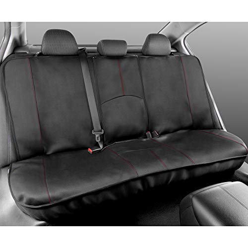Motor Trend SpillGuard Waterproof Car Seat Covers, Front and Rear Full Set (Red Stitch) – Neoprene Seat Protectors with Extended Bench Side Coverage for Auto, Truck, Van, and SUV - color: Red Stitching