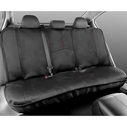 Motor Trend SpillGuard Waterproof Car Seat Covers, Front and Rear Full Set (Red Stitch) – Neoprene Seat Protectors with Extended Bench Side Coverage for Auto, Truck, Van, and SUV - color: Red Stitching