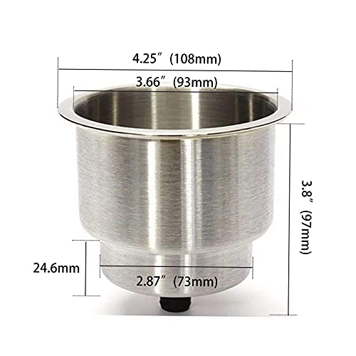 4Pcs Stainless Steel Cup Drink Holder Insert with Drain for Marine Boat, RV, Camper