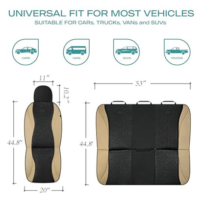 Skechers Car Seat Covers,Leather Seat Covers with GOGA Mat Technology,Waterproof Car Seat Covers Front Seats,Airbag Compatible,Comfort Universal Fit for Most Cars,Vans,Trucks,SUVs,Beige