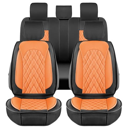 LINGVIDO Car Seat Covers Full Set (5 Seats) - Premium Perforated Nappa Leather, Waterproof Shield, Omni-Adapt Fit SUVs Sedans, Ultimate Family & Pet Protection - color: Black & Brown (A), size: Full Set (5 Seats)