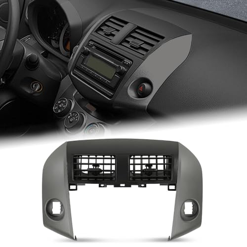 G-PLUS Center Dash A/C Heater Air Vent Cover Trim Bezel Switch Compatible with Toyota Rav4 2006-2012 Dashboard Air Vent Panel - size: 2006-2012 Toyota Rav4 | Black w/ Strip Trim