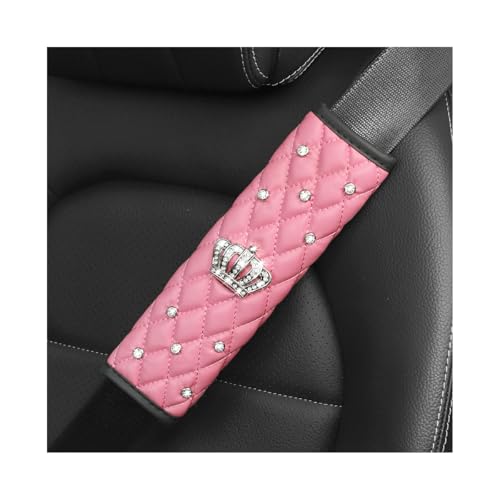 Mandark Bling Car Seatbelt Cover, 2PCS Rhinestones Crown Vehicle Seat Belt Strap Cushion Pad, Diamond Automotive Interior Shoulder Neck Harness Protector Accessories, Universal Fit(Pink) - color: Pink, size: Style B