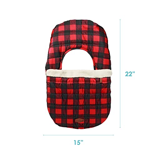 JJ Cole Winter Baby Car Seat Cover - Winter Car Seat Cover for Baby Seat or Stroller - Infant Car Seat Covers with Warm Lining - Buffalo Check - color: Buffalo Check