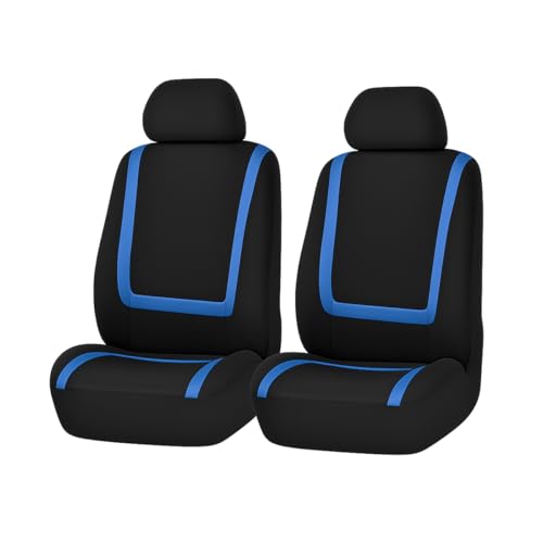 BELOMI Car Seat Covers Only, Breathable Premium Cloth Auto Seat Cover, Universal Front and Rear Seat Covers, Automotive Interior Accessories for Most Cars Trucks SUV (Black/Blue) - color: Black/Blue, size: 4PCS