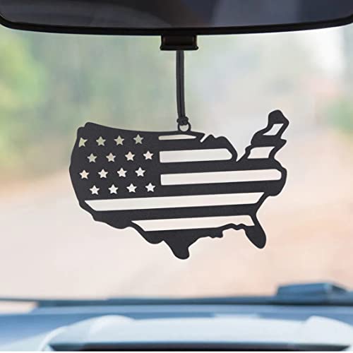 Monssa Eagle Metal Rear View Mirror Accessorie - Black, American Flag Sign Siluette, Lightweight, Powder Coated, Unisex, Indoor, 1 Count - style: American Flag Sign Siluette