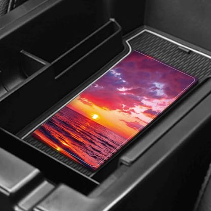 Leather Car Registration and Insurance Card Holder, Cute Car Accessories Vehicle Glove Box Car Organizer for Documents, Cards, License Beautiful Sunset - color: Beautiful Sunset