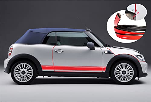 Solid Red Car Motor Bike Self-Adhesive Exterior and Interior Molding Trim Universal Dashboard Bumper Window Door Body Side Decorative Strip Scratch-Proof (Style: U Shape, 16Ft) - size: 16Ft, style: Style: U Shape