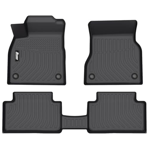 IKON MOTORSPORTS 3D TPE Floor Mats, Compatible with 2025-2026 Audi Q6 e-tron & SQ6 e-tron, All Weather Waterproof Non-Slip Floor Liners, Front & 2nd Row Full Set Car Interior Accessories, Black 3PCS