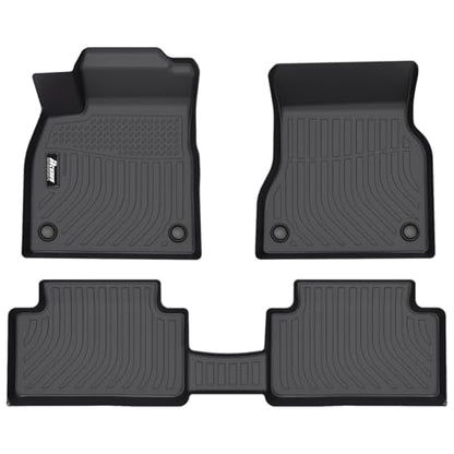 IKON MOTORSPORTS 3D TPE Floor Mats, Compatible with 2025-2026 Audi Q6 e-tron & SQ6 e-tron, All Weather Waterproof Non-Slip Floor Liners, Front & 2nd Row Full Set Car Interior Accessories, Black 3PCS